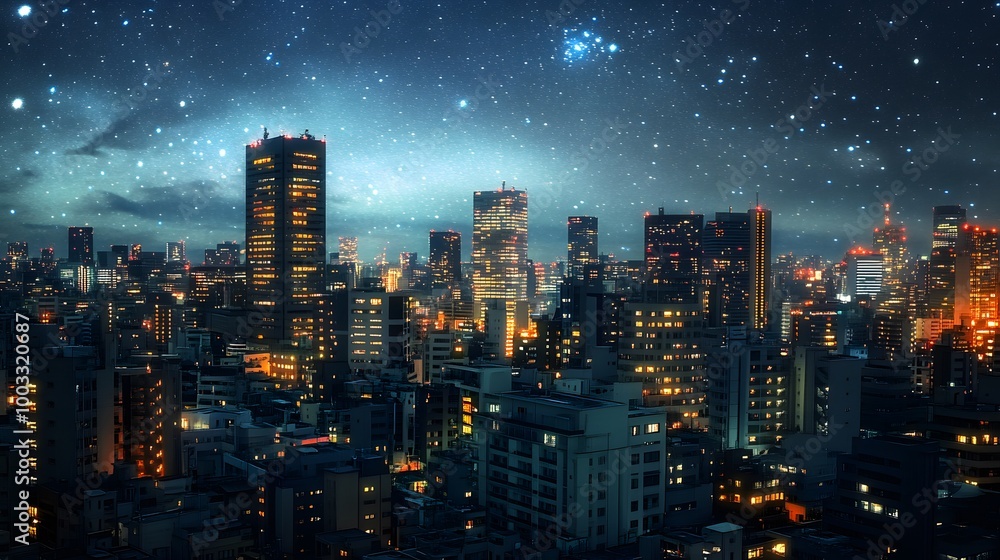 Night Cityscape Under the Stars Night Cityscape Under the Stars