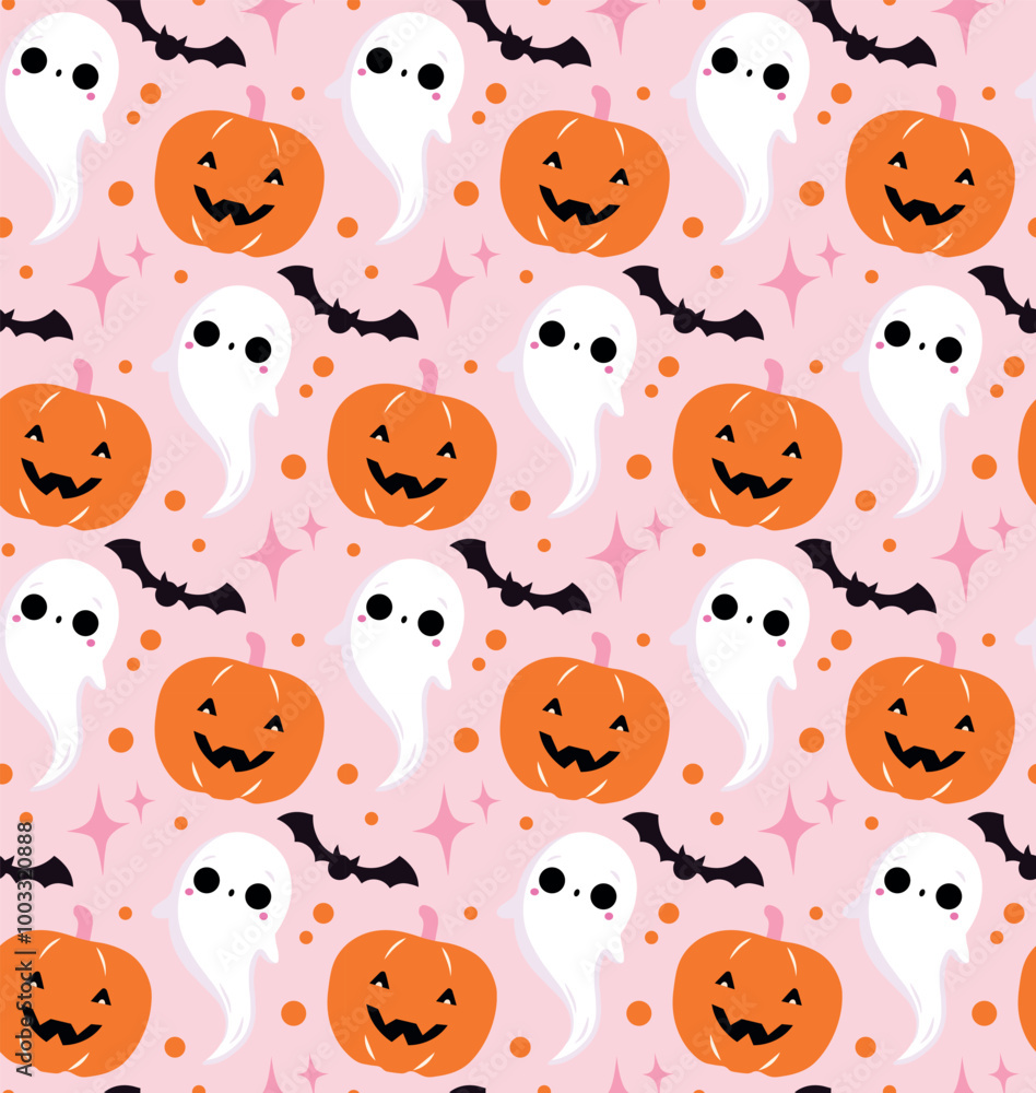 Halloween gost and pumkin seamless pattern Halloween gost and pumkin seamless pattern