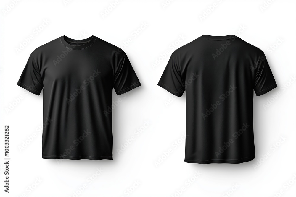 Black t-shirt mockup front and back on white background Black t-shirt mockup front and back on white background