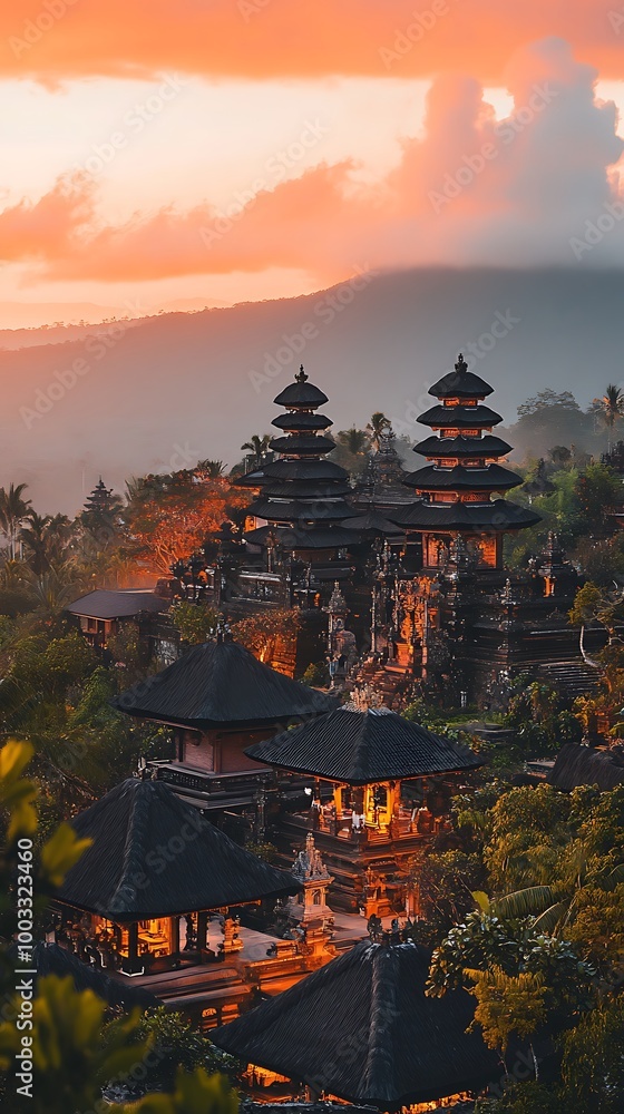 Fototapeta premium Bali s revered besakih temple with stunning mountain backdrop picture