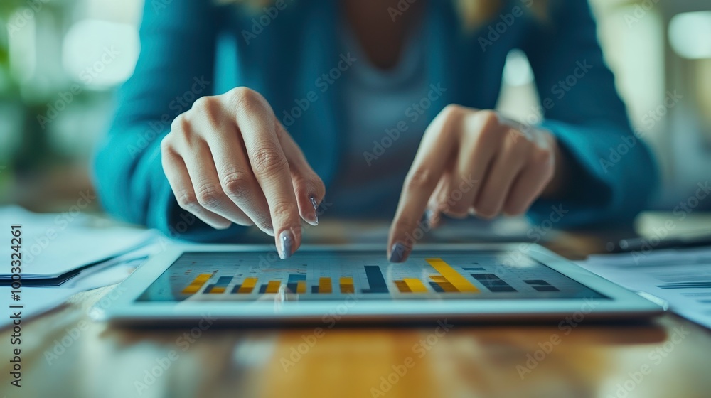 A close-up of hands pointing at a marketing strategy on a tablet during a consultation, tablet marketing strategy, business meeting A close-up of hands pointing at a marketing strategy on a tablet during a consultation, tablet marketing strategy, business meeting