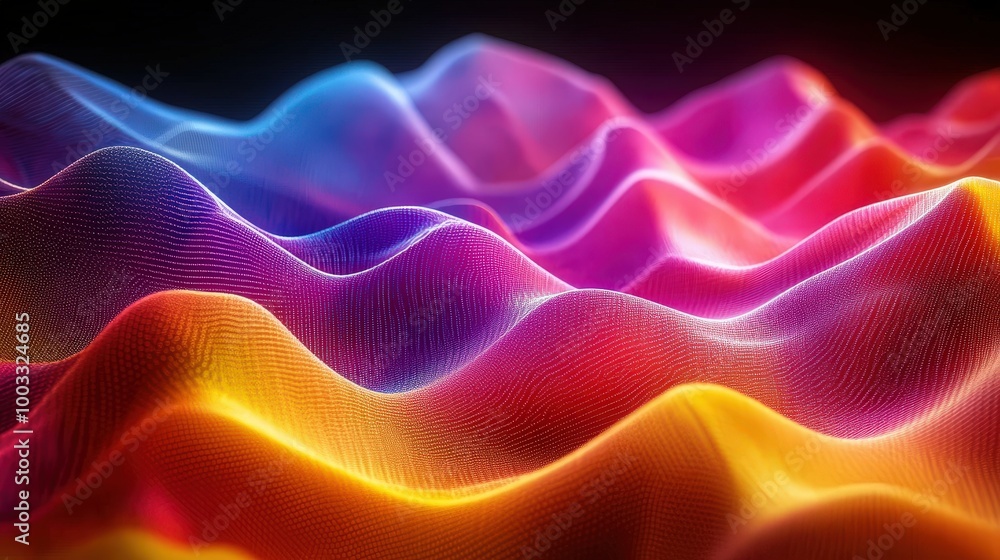 Vivid Color Wave Abstract Background with Grainy Texture - Ultra-Realistic 3D Render in 8K UHD Quality Vivid Color Wave Abstract Background with Grainy Texture - Ultra-Realistic 3D Render in 8K UHD Quality
