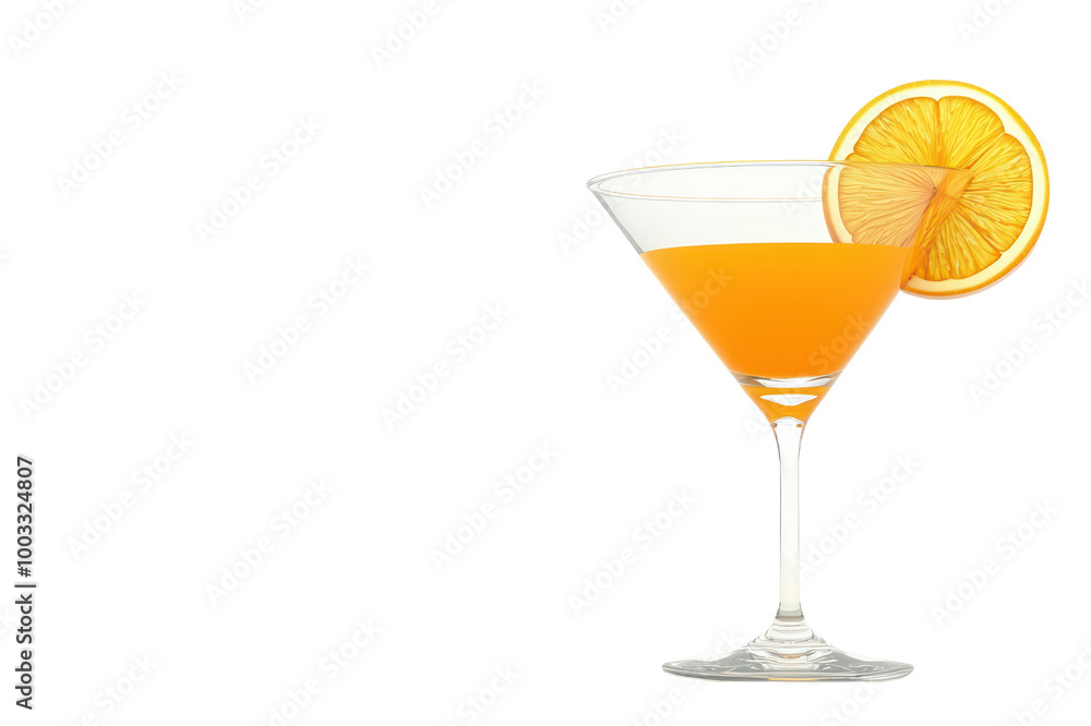 A vibrant orange cocktail garnished with a slice of orange, served in a stylish glass, perfect for any occasion. isolated on transparent background. A vibrant orange cocktail garnished with a slice of orange, served in a stylish glass, perfect for any occasion. isolated on transparent background.