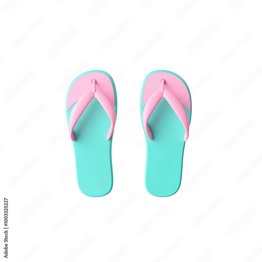 Colorful flip-flops in pink and turquoise on a white isolate background. isolated on transparent background. Colorful flip-flops in pink and turquoise on a white isolate background. isolated on transparent background.