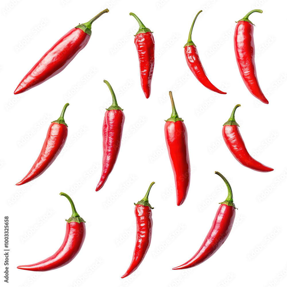 Fresh red chili peppers on a white isolated background, perfect for culinary use and spice-themed designs. isolated on transparent background. Fresh red chili peppers on a white isolated background, perfect for culinary use and spice-themed designs. isolated on transparent background.