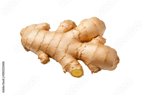 Fresh ginger root on a white isolated background, showcasing its unique shape and texture, ideal for culinary use and health benefits. isolated on transparent background. photo