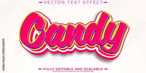 Lollipop candy text effect, editable sugar and sweet text style