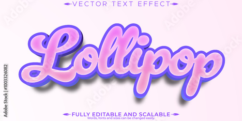 Lollipop candy text effect, editable sugar and sweet text style