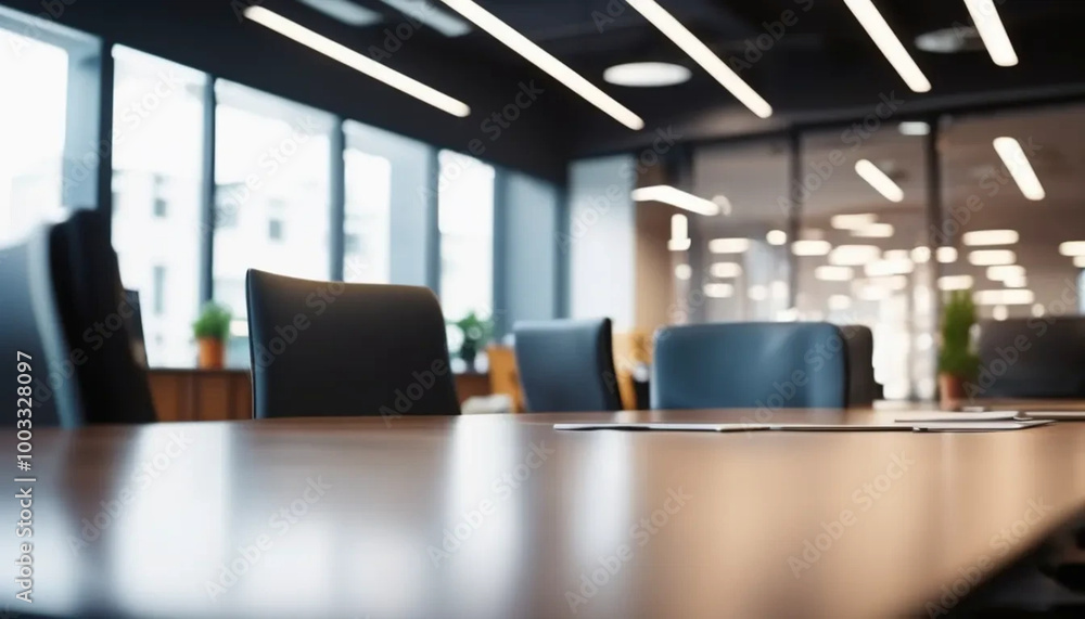 Blurred office interior with space for text, ai Blurred office interior with space for text, ai