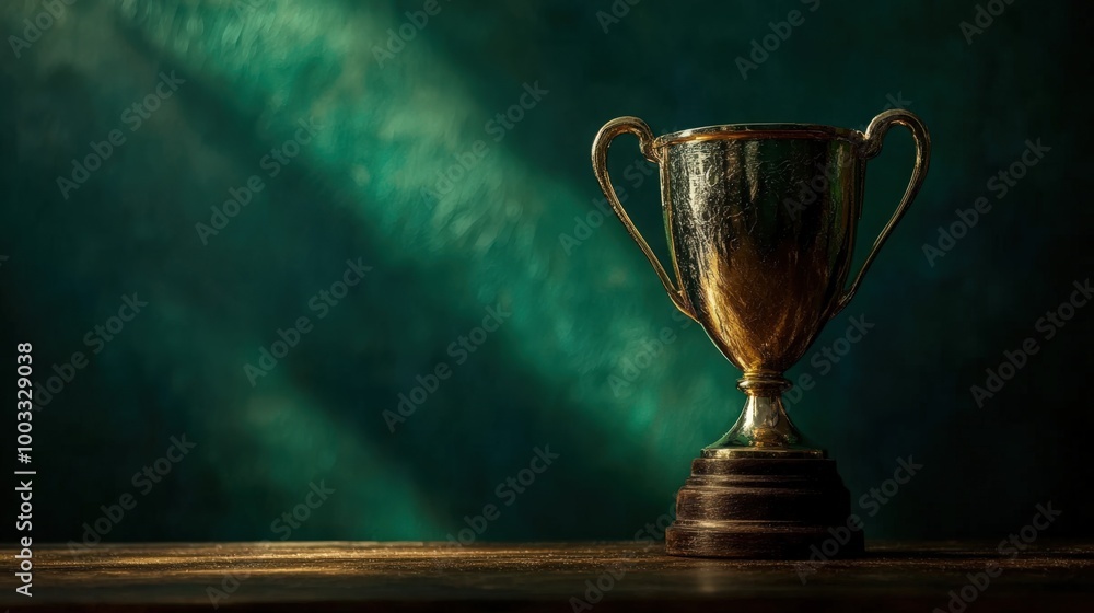Champion’s Trophy on Wooden Tabletop Champion’s Trophy on Wooden Tabletop