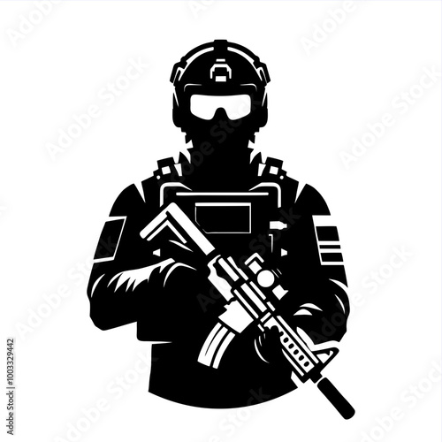 illustration hand draw soldier of special force