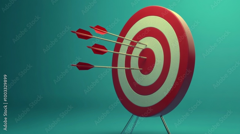 A target with concentric circles is mounted on a stand, with multiple red arrows striking precisely at the center, symbolizing precision and accuracy. A target with concentric circles is mounted on a stand, with multiple red arrows striking precisely at the center, symbolizing precision and accuracy.