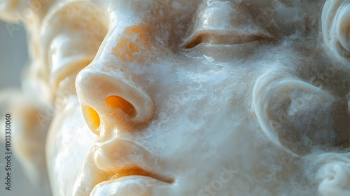 Closeup of a White Marble Statue Face Illustration