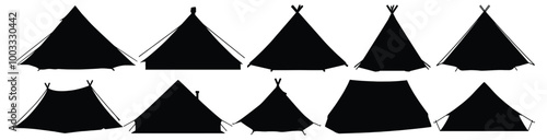 Camp tent silhouette set vector design big pack of tent illustration and icon