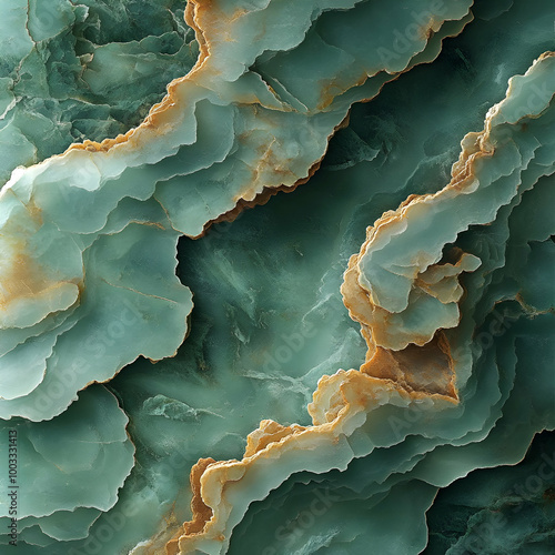 Abstract Background with Green and Gold Layers -  Abstract, Background