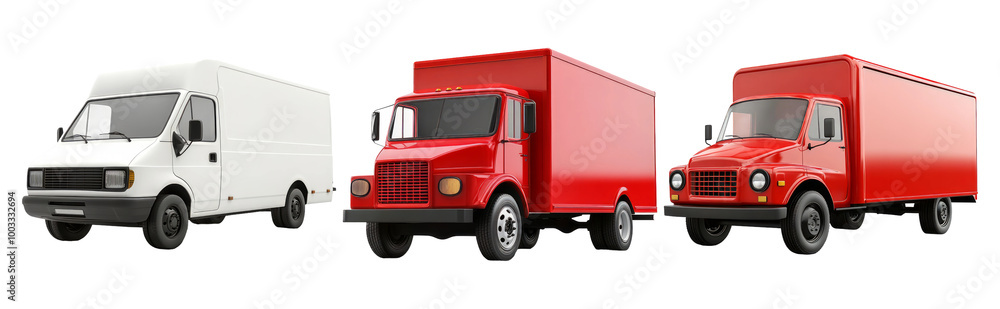 Delivery Trucks in Various Colors and Designs Isolated on Transparent Background Delivery Trucks in Various Colors and Designs Isolated on Transparent Background