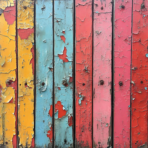 Peeling Paint on Wooden Panels Abstract Background