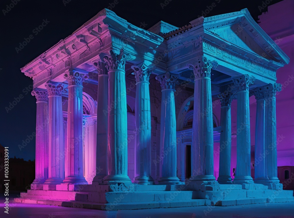 Obraz premium roman temple at night