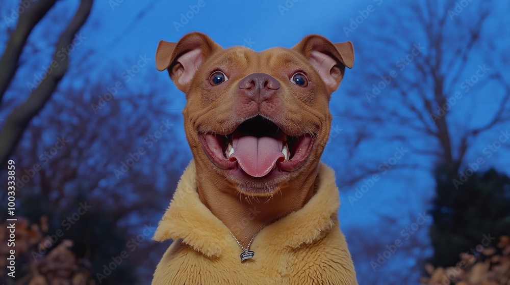Fototapeta premium Autumn Gaze: A Dog’s Moment of Wonder