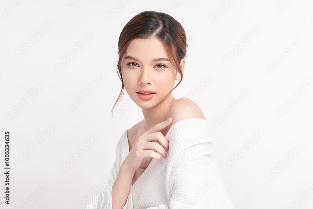 Beautiful young asian woman with clean fresh skin on white background, Face care, Facial treatment, Cosmetology, beauty and spa, Asian women portrait. Beautiful young asian woman with clean fresh skin on white background, Face care, Facial treatment, Cosmetology, beauty and spa, Asian women portrait.