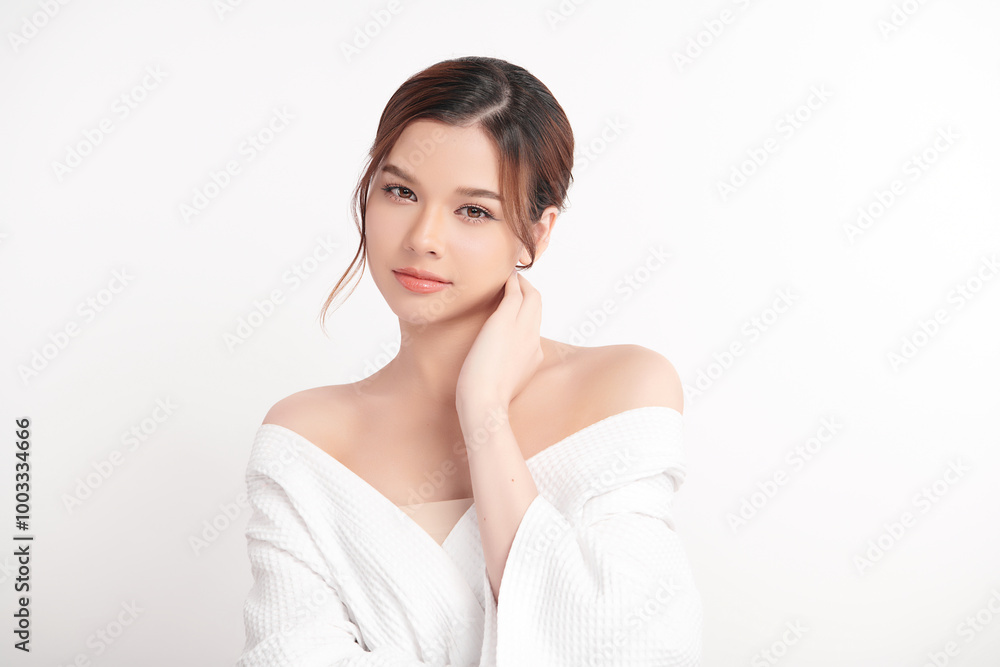 Beautiful young asian woman with clean fresh skin on white background, Face care, Facial treatment, Cosmetology, beauty and spa, Asian women portrait. Beautiful young asian woman with clean fresh skin on white background, Face care, Facial treatment, Cosmetology, beauty and spa, Asian women portrait.