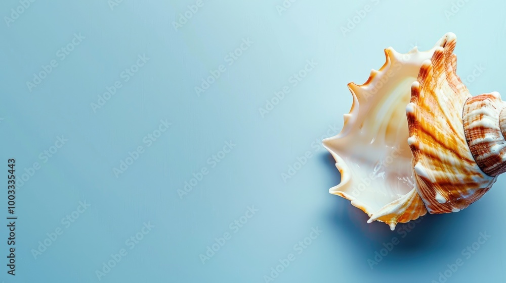 Spiral seashell on blue background Spiral seashell on blue background