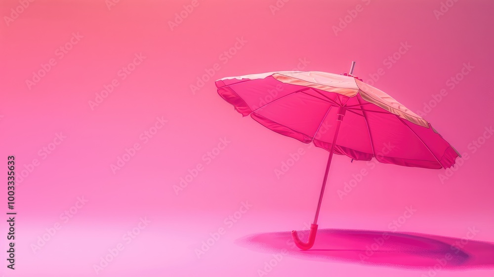 Bright pink umbrella with matching background in minimalist style Bright pink umbrella with matching background in minimalist style