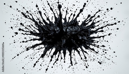 Wallpaper Mural Explosive Black Ink Burst with Sharp Droplets and Chaotic Patterns on Transparent Background Torontodigital.ca