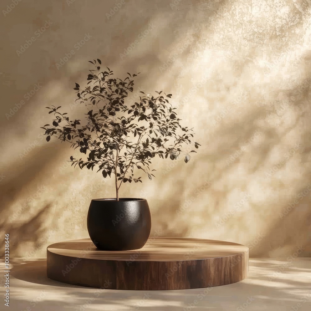 3d render of a tree in a pot on a brown background 3d render of a tree in a pot on a brown background
