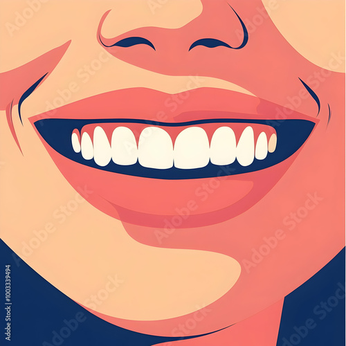 Illustration of a smiling mouth with bright teeth 