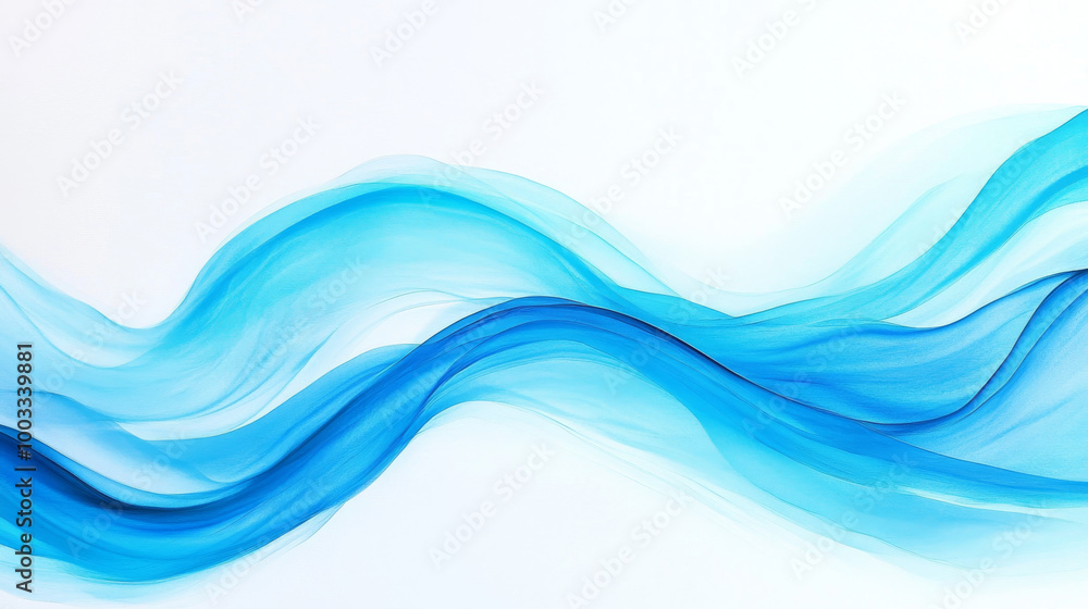 Fototapeta premium Abstract blue wave design on a white background.