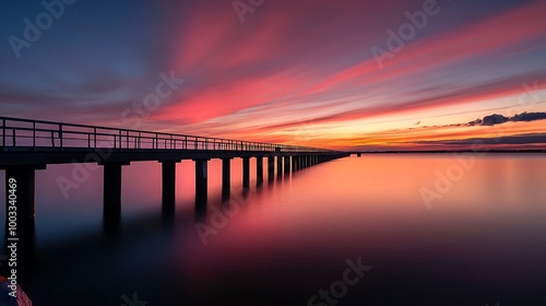 Wallpaper Mural Scenic view of charming bridge over still water at dusk picture Torontodigital.ca