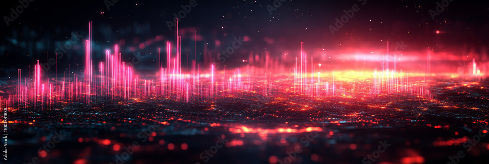 Fototapeta premium Abstract city lights in a futuristic setting.