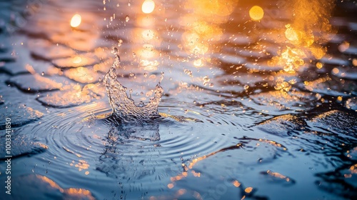 Water Droplet Splash in the Evening