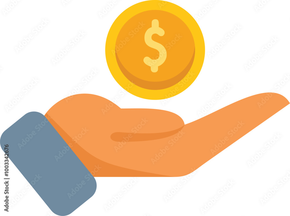 Hand holding a gold coin, isolated on white background, in a financial security concept Hand holding a gold coin, isolated on white background, in a financial security concept