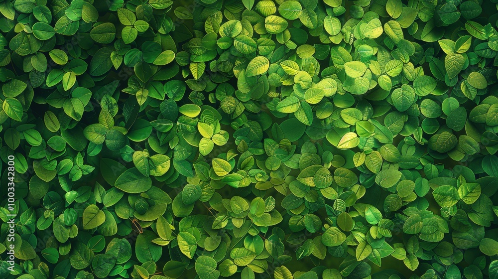 Abstract pattern of small leaves forming a natural wall, rich green tones with soft shadows, ideal for fresh and lively backgrounds. Abstract pattern of small leaves forming a natural wall, rich green tones with soft shadows, ideal for fresh and lively backgrounds.