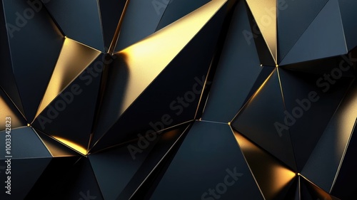 Geometric black and gold patterns with metallic finish