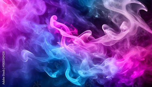 Vibrant Abstract Swirls of Colorful Smoke in Blue and Pink Tones