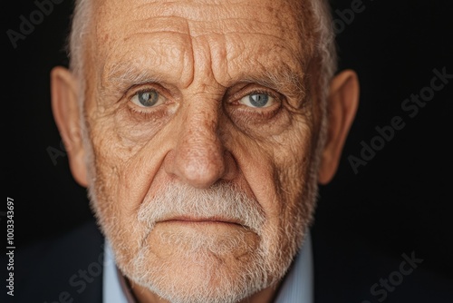 Portrait of an older man with wisdom in his eyes, deep depth of field with a soft studio background, International Mens Day theme