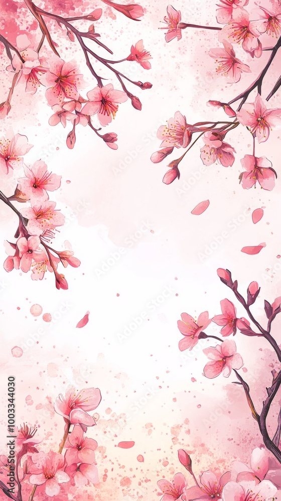 Cherry blossom branches with watercolor effect Cherry blossom branches with watercolor effect