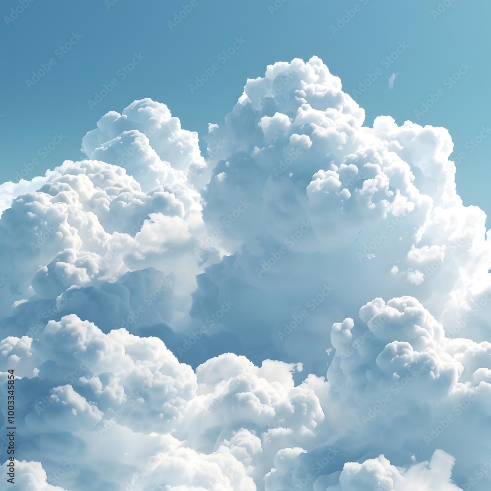 Fluffy White Clouds in Blue Sky - Realistic 3D Image Fluffy White Clouds in Blue Sky - Realistic 3D Image