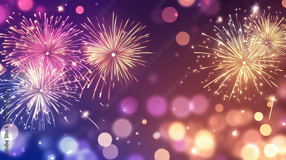 Abstract Blurred Fireworks Display with Bokeh Lights Abstract Blurred Fireworks Display with Bokeh Lights