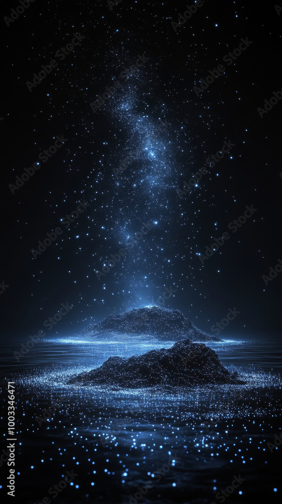 Naklejka premium A mystical night sky with a dazzling display of stars.