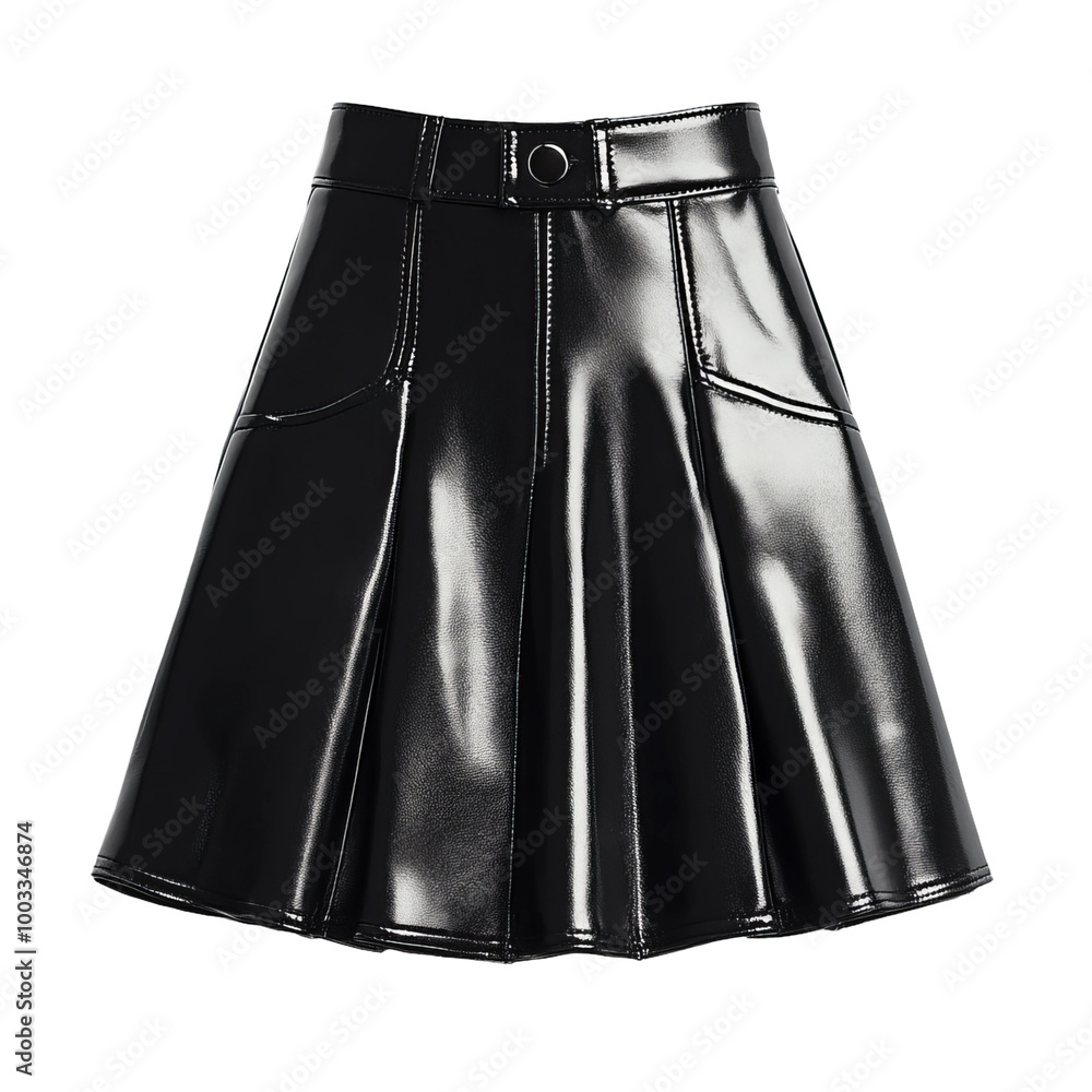 Black faux leather mini skirt isolated on white background Black faux leather mini skirt isolated on white background