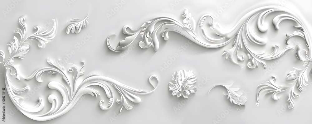 White 3D Floral Pattern Illustration White 3D Floral Pattern Illustration