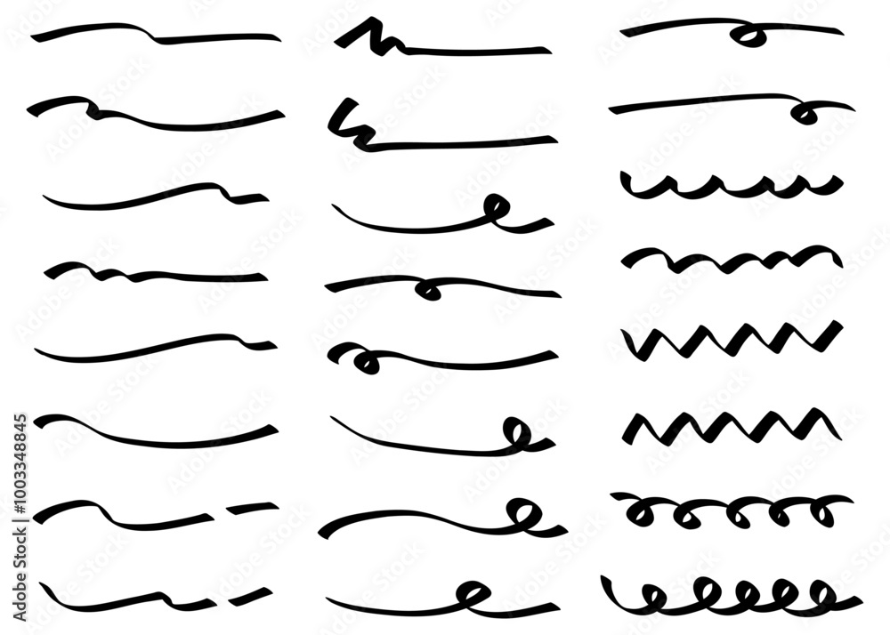 手書きの線素材、テキスト装飾、ワンポイント、デコレーション 手書きの線素材、テキスト装飾、ワンポイント、デコレーション