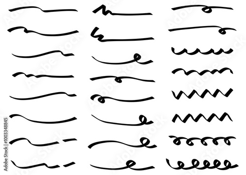 手書きの線素材、テキスト装飾、ワンポイント、デコレーション