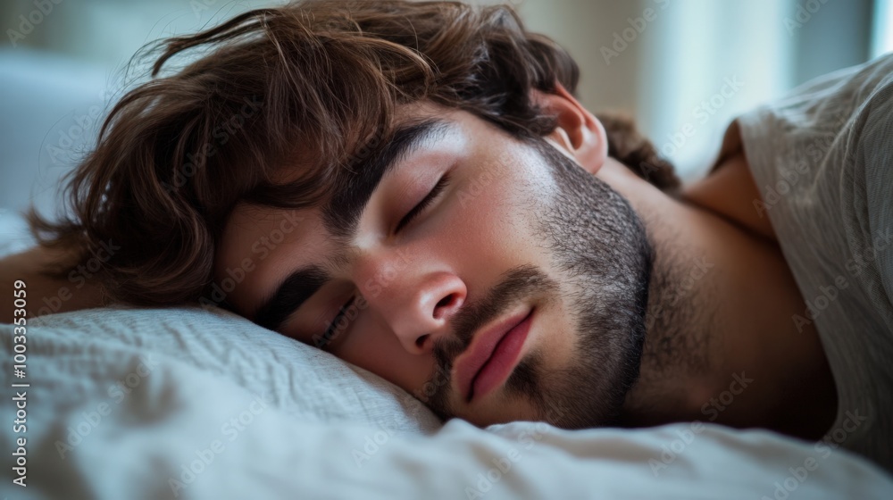 Man Resting Comfortably in Bed