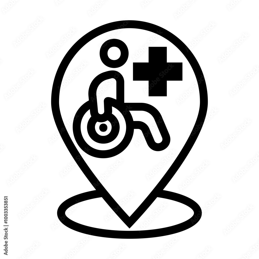 disability hospital Line Icon disability hospital Line Icon
