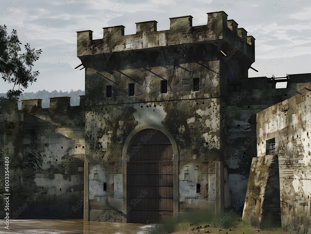 Old Weathered Stone Castle Gate 3D Illustration Old Weathered Stone Castle Gate 3D Illustration